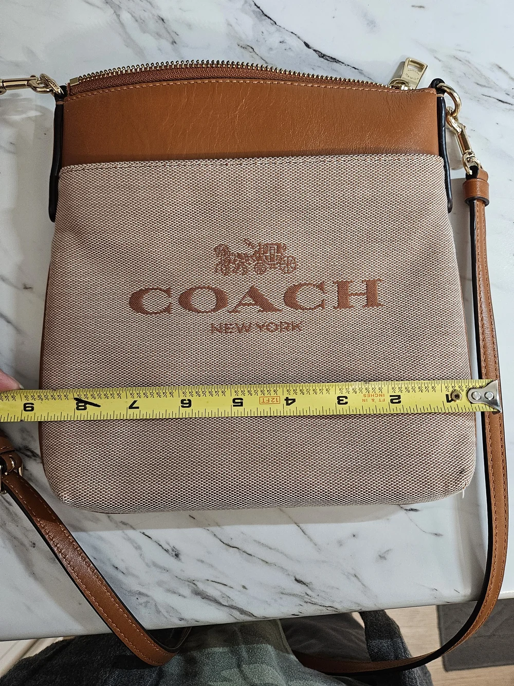 COACH Tan Canvas & Leather Crossbody Bag